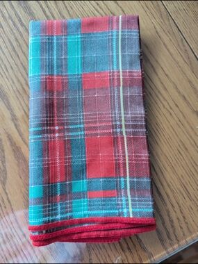Red and Teal Plaid Cotton Napkin